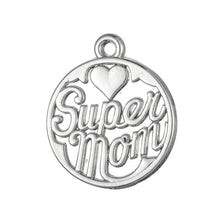 my shape 10pcs Word Love Super Mom Charm Antique Silver Plated Women's Hear
