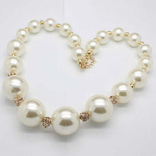 Women Charm White Big Imitation Pearl Necklace Strand Jewelry Statement Cho