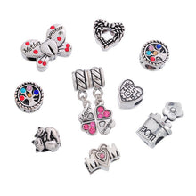 LASPERAL 1Set/8PCs Mixed DIY Love Heart Mom European Charm Beads Fit Bracel