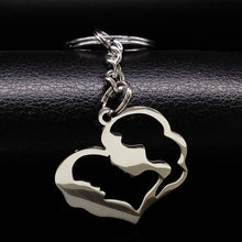 Mom Kid Stainless Steel Keyring Keychain Keyholder Silver Color Key Chain B