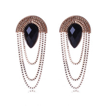 Egypt Hyperbole Vintage Fashion Earrings Retro Fan shaped With Black Crysta