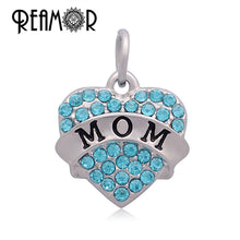 REAMOR 316l Stainless Steel Full Crystal Letter Mom Tiff Heart Floating Dan