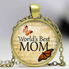 World's Best Mom Necklace Mother's day Jewelry Glass Dome Pendant Necklace