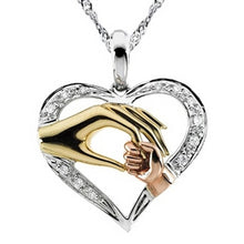 Mother And Child Pendant Gift For Mom Golden Mom Charm Necklace Hand Heart