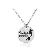 "Really a Mermaid" Round sheet Pendanr Necklace Charm Women Mermaid Pattern