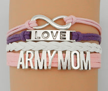 Drop Shipping  Army Mom Bracelet  Pink Cord Infinity with Silver Dream Char