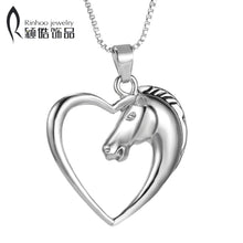 Fashion New jewelry plated white K Horse in Heart Necklace Pendant Necklace