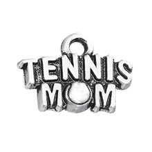 50Pcs/Lots Antique Silver Tennis Mom Charms Dangle Hanging Sport Charm DIY