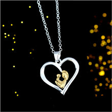 Hot sell Silver Gold Color Mom Baby Heart shaped Pendant Necklace For Women