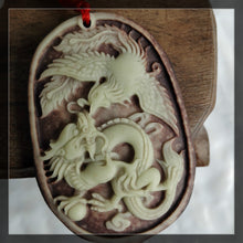 zipaoyu Hand Carved Chinese Dragon Phoenix Lucky Amulet Pendant Free chain