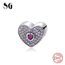 Fit Authentic pandora bracelet Silver 925 Original Heart Shape Love Beads B