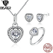 Authentic 925 Sterling Silver Jewelry Set Sparkling Love Heart Jewelry Sets