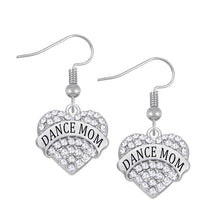 Silver Tone Crystal Rhinestone Heart Shape Dance Mom Crystal Earrings Fashi