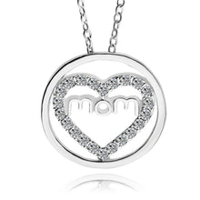 Love "MOM" Crystal Heart Pendant Necklace Mum Pendant Necklace Mother's Day