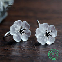 925 Sterling Silver Flower Earrings Transparent Girls Gift Fine Jewelry Vin