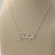 925 Solid Silver Name Necklace with Crystal Custom Nameplate Pendent Mom Gi