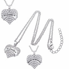 Lemegeton Wedding Jewelry Crystal Heart Pendant Necklaces BRIDE BRIDESMAID