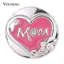 Vocheng Snap Charms Button Love Mom Blue Pink Hand Painted 18mm Charms Jewe