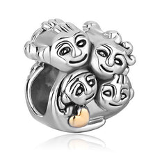 Free shipping 1pc Golden Heart Charms Family Love MOM DAD SON Daughter Char