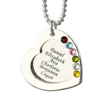 Wholesale Hand Stamped Heart Birthstones Necklace Silver Name Mother Neckla
