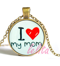Wholesale Glass Dome Pendant Necklace 1pcs I Love Mom Mother's Day Jewelry