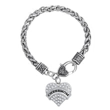 Skyrim Fashion zinc alloy crystals Cheer mom heart Crystal Jewelry bracelet