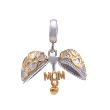 Fits Pandora Charms bracelet 925 Sterling Silver with Gold Color Mom Heart