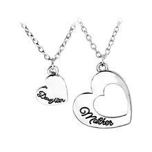 Letter Engraved Mother Daughter Matching Love Heart Pendant Set of Two Mom