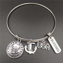 2.5 inch Stainless Steel Wire Bangle Military Navy Charm Bangle DIY GIft Je
