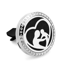 Rhinestone mom & kid Essential Oil Car Diffuser Locket Vent Clip 316L Stain