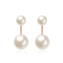 2017 New arrivals double pearl white pearl drop earrings rose gold hot sale