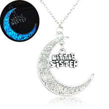 Glowing In the Dark Moon Pendant Necklaces Silver Plated Chain Letter Charm