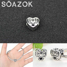 SOAZOK Authentic 100% 925 Sterling Silver Bead Charm Vintage Best Mom Love