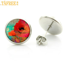 TAFREE exquisite handmade Poppy Flower women charms stud earrings fashion s