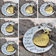Mother's Day Gift Moon and Heart Lettering Necklace for Grandma MOM Daughte