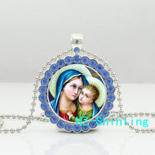 DC  00252 New Virgin Mary Crystal Necklace Mother And Baby Pendant Necklace