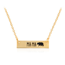 10pcs/lot MA MA Bear Tag Pendant Necklaces Gold Silver Mommy and Me Adoptio