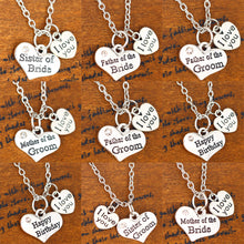 Crystal Heart necklace I Love You Pendant Necklace Family Wedding Party Mom