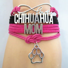 Infinity Love CHIHUAHUA MOM paw charm MUM bracelet Handmade wristband frien