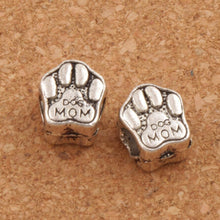 Dog Mom Foot Print Metal Big Hole Beads Fit European Charm Bracelet L1306 1