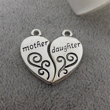 double half heart love mom Jewelry Accessories Ancient silver lettering mot
