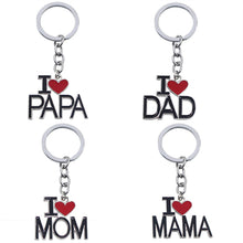2017 Trendy Creative I Love PAPA MAMA DAD MOM Keychain Heart Family Red Lov