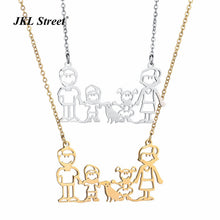 Gift for Mother Father 2 Children & Pet Family Pendant Necklace ,Stainless