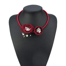 2017 Hot Sale Handmade Fabric Flower Choker Leather Fashion Necklace Jewelr