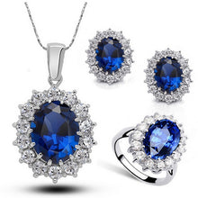2017 New Mothers Day Mom Gifts Kate Royal Blue Crystal Necklace Earrings Ri