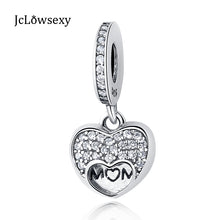 Authentic 925 Sterling Silve Bead Love My Mum Hanging Charm With Crystal He