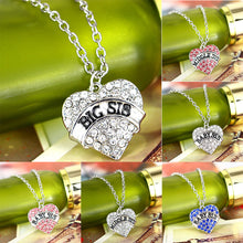 Rhinestone Family Members Crystal Love Heart Pendant Fashion Letter Mom Dau