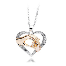 Mothers Day Gift Mother Baby Hand Holding Love Heart Pendant Necklace Rose