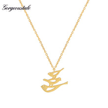 Freedom Style Cute Mom Baby Sparrow Bird Necklace For Women Gold Color Stai