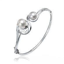 silver bangles in 925 sterling silver with genuine pearl ,sterling silver b